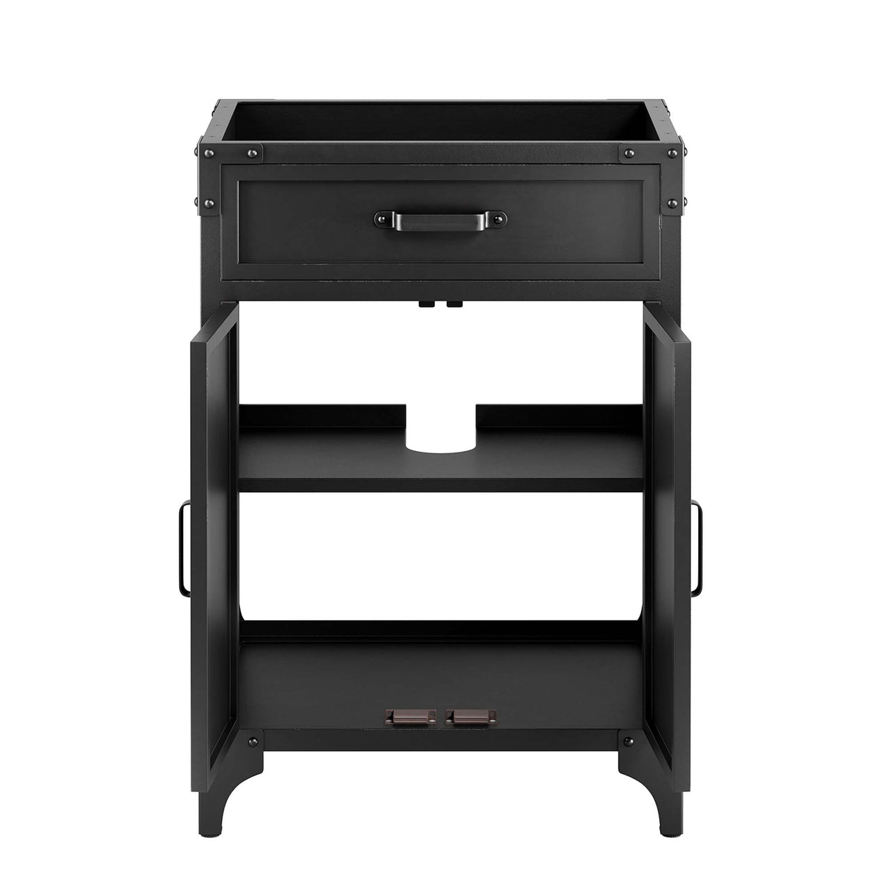 Tartaria Vanity Base with Storage, Small, Black & Walnut