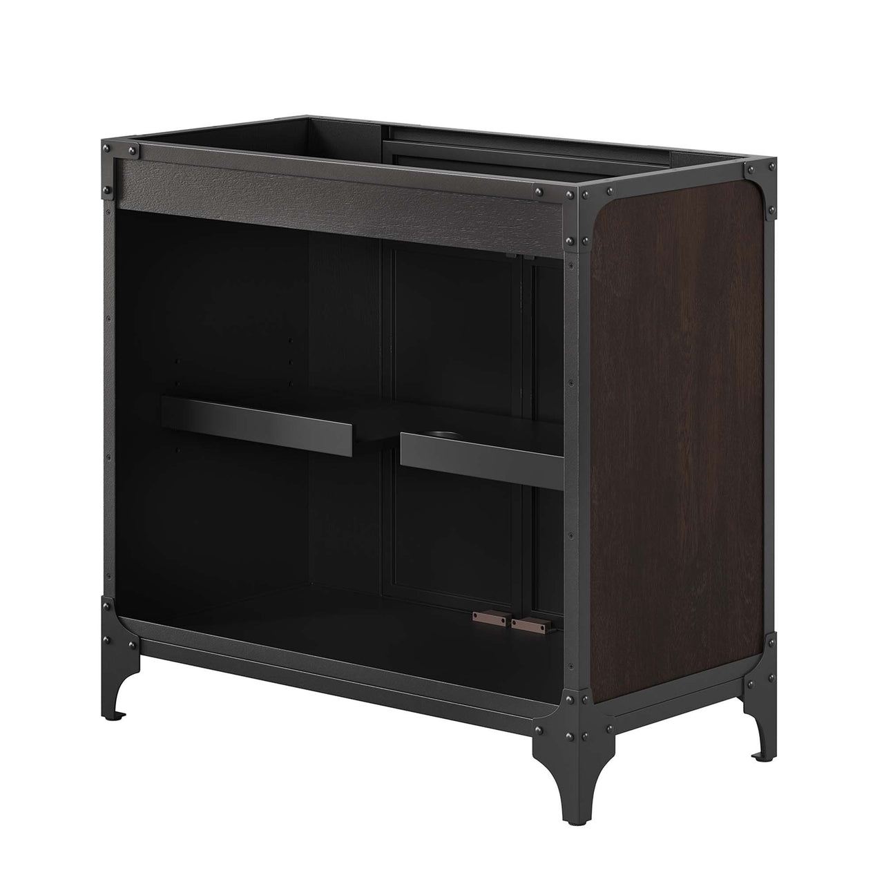 Tartaria Vanity Base with Storage, Large, Black & Walnut