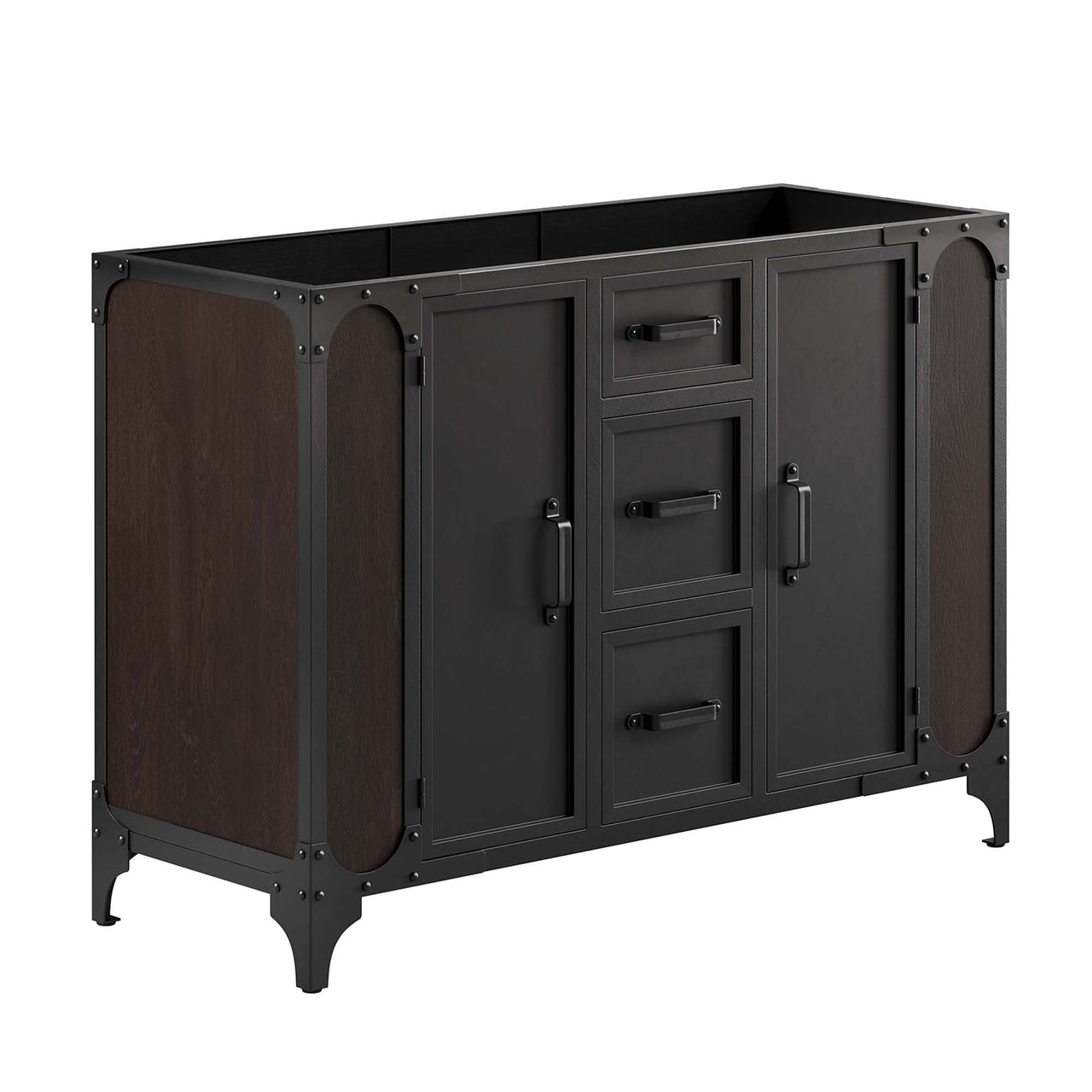 Tartaria Vanity Base with Storage, Extra Large, Black & Walnut