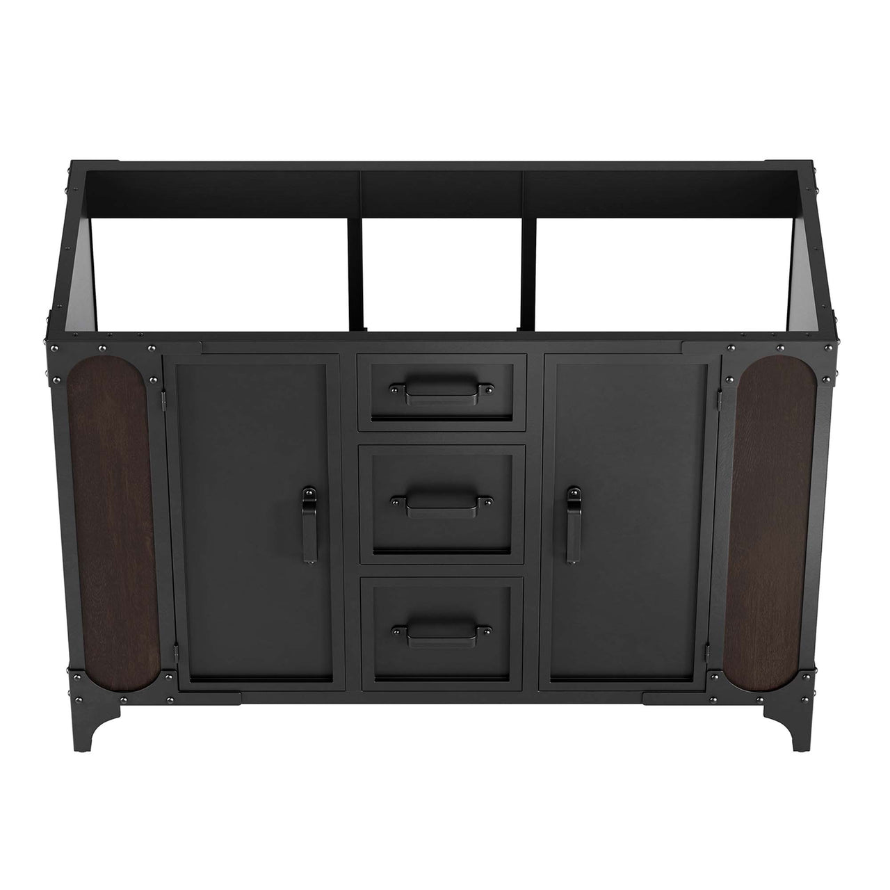 Tartaria Vanity Base with Storage, Extra Large, Black & Walnut