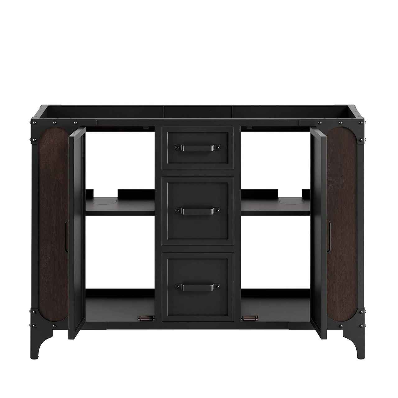 Tartaria Vanity Base with Storage, Extra Large, Black & Walnut