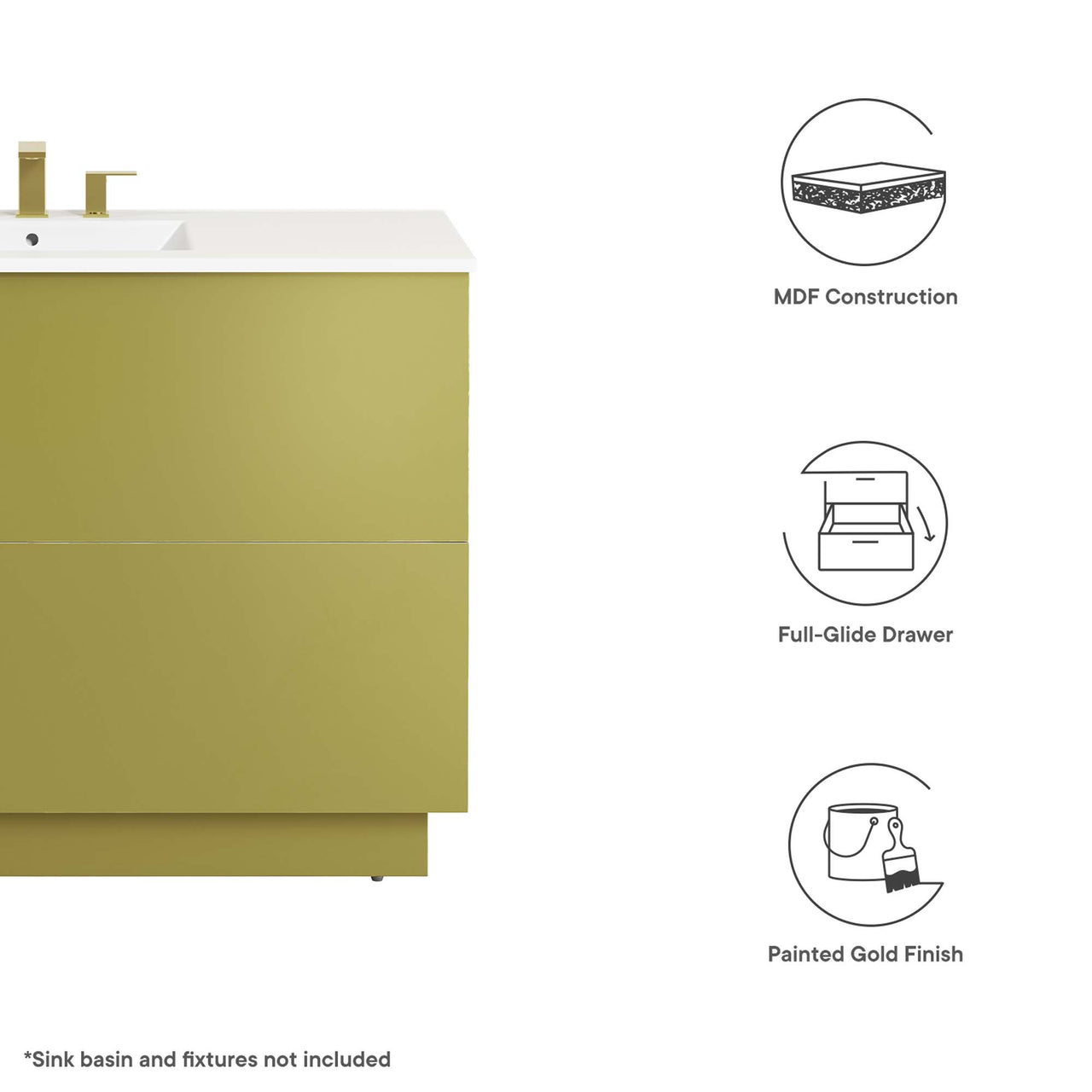 Gold Rush Vanity Base with Storage, Extra Large, Gold