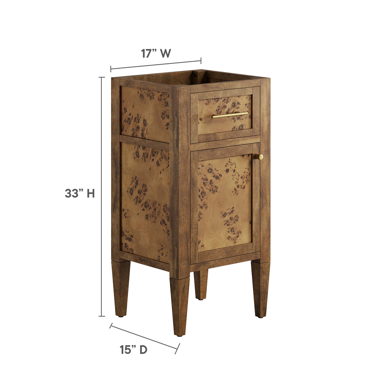 Elaria Vanity Base with Storage, Extra Small, Brown