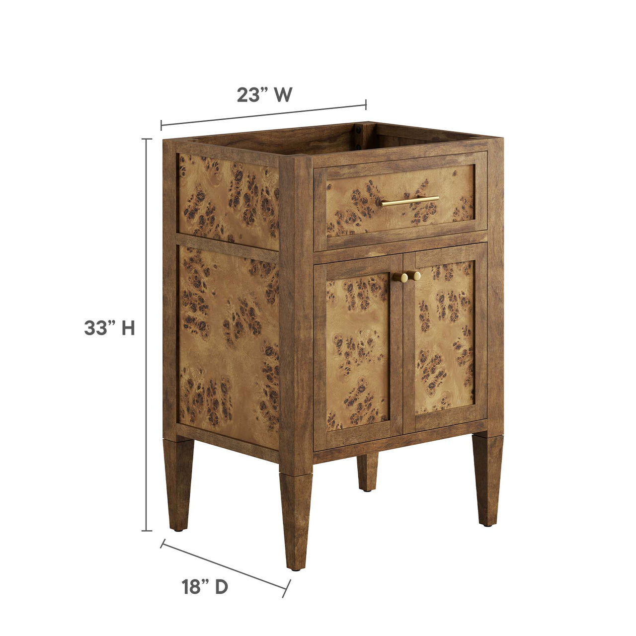 Elaria Vanity Base with Storage, Small, Brown