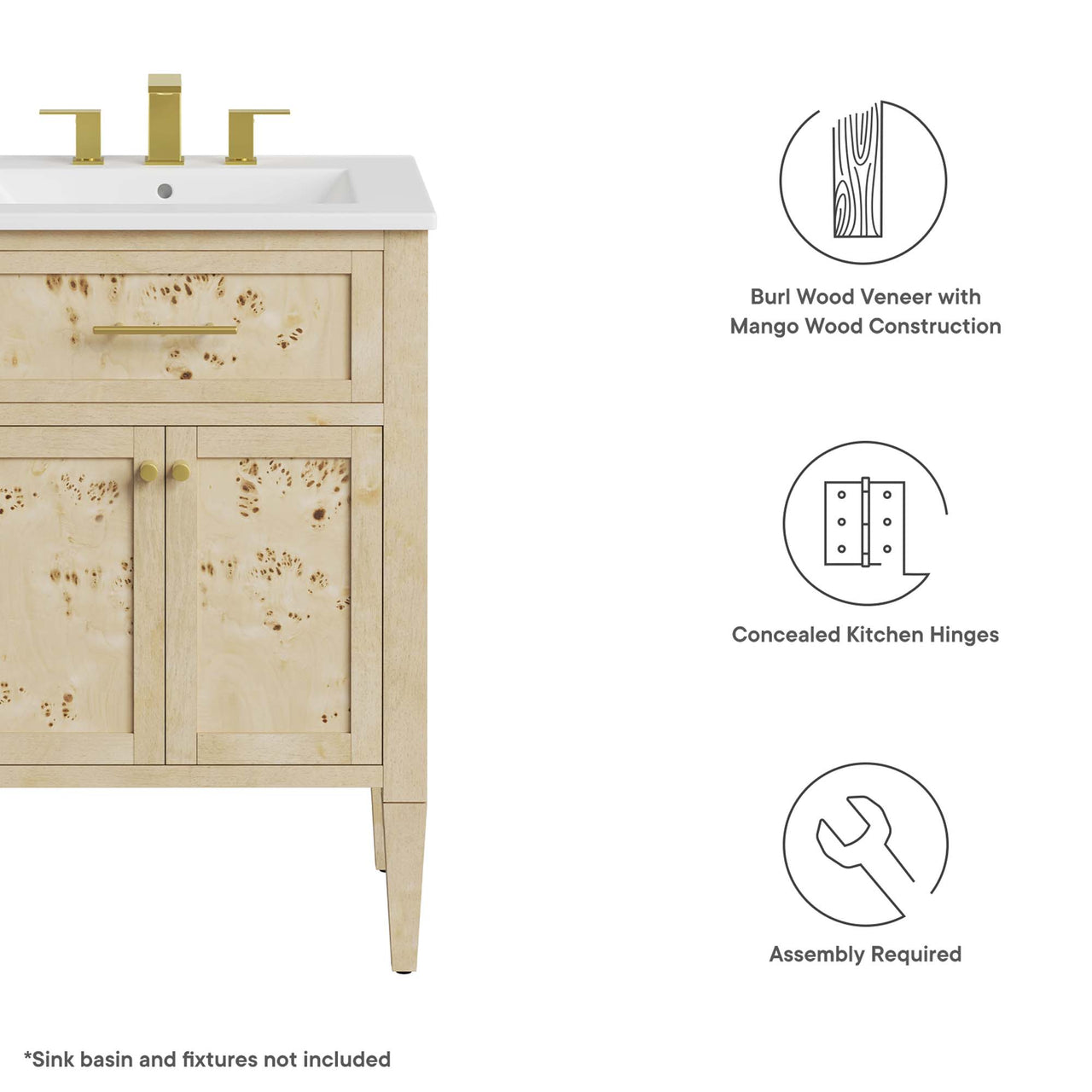 Elaria Vanity Base with Storage, Small, Cream