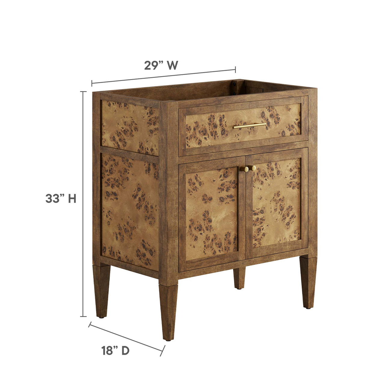Elaria Vanity Base with Storage, Medium, Brown