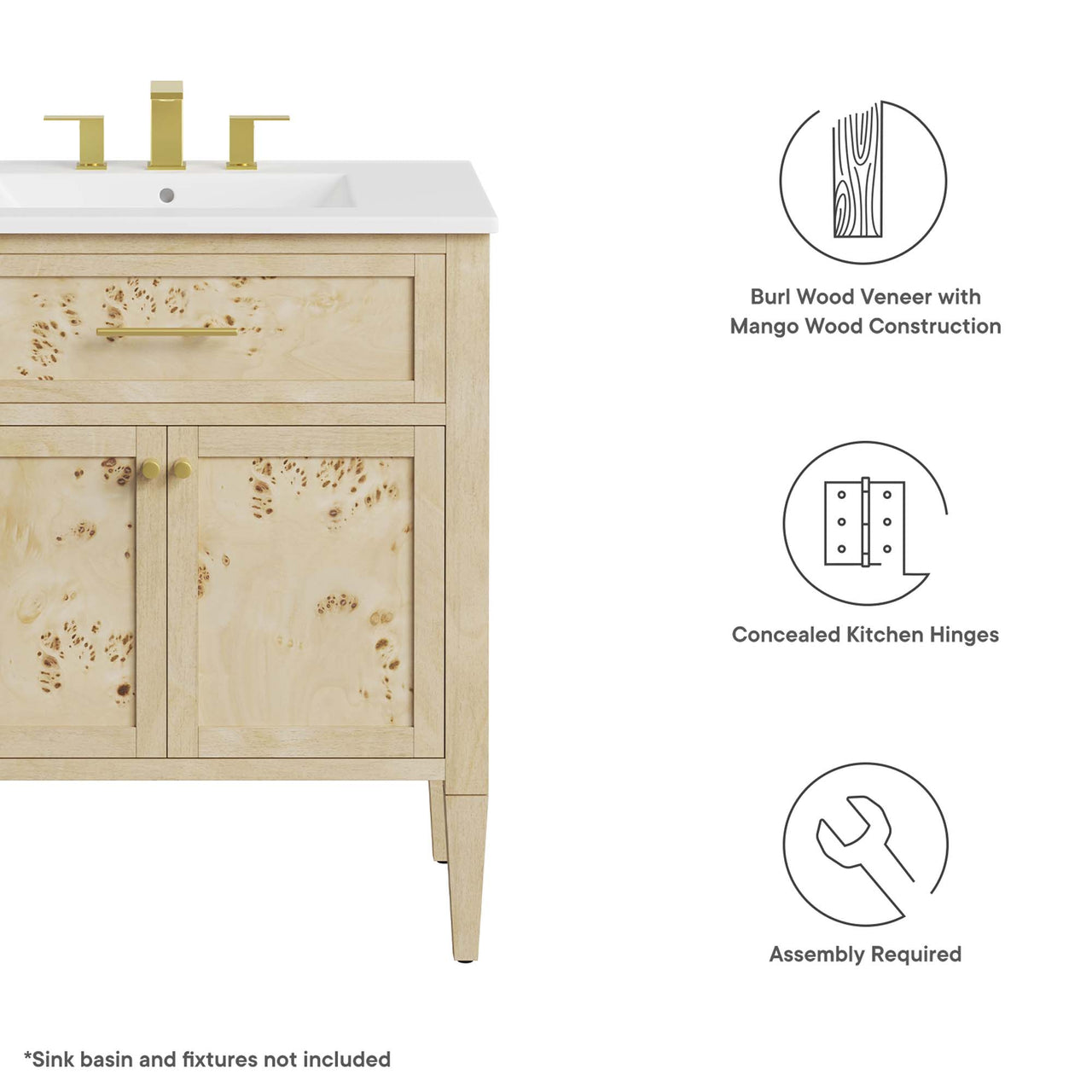 Elaria Vanity Base with Storage, Medium, Cream