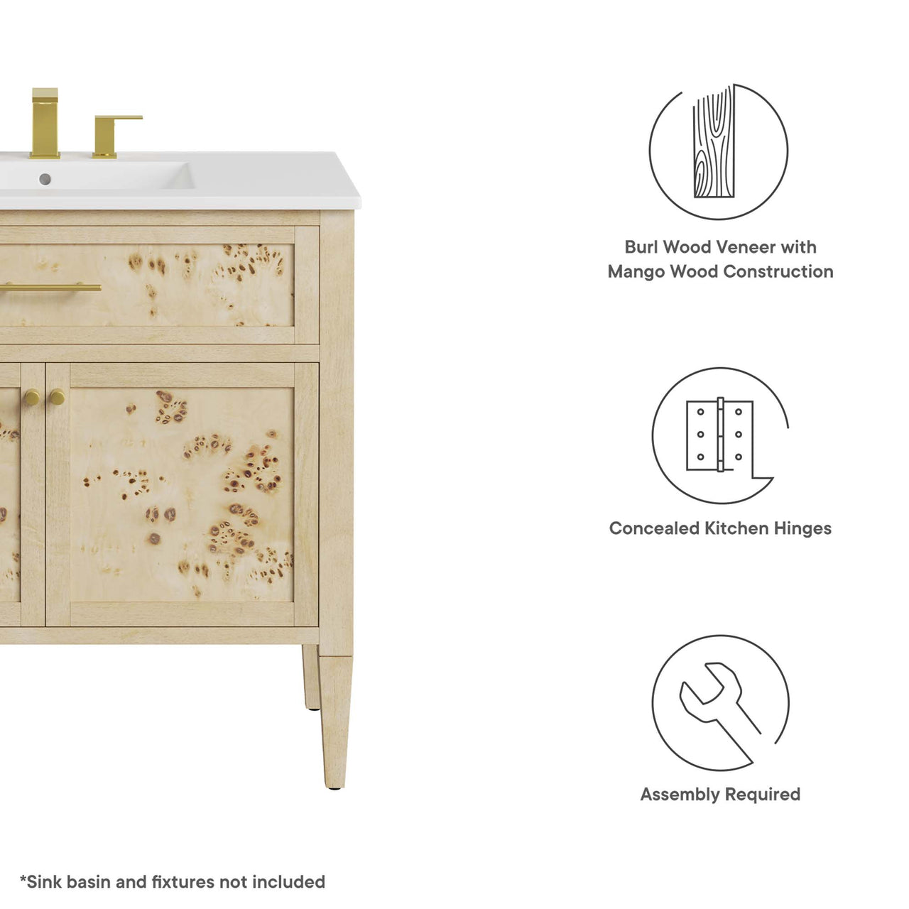 Elaria Vanity Base with Storage, Large, Cream