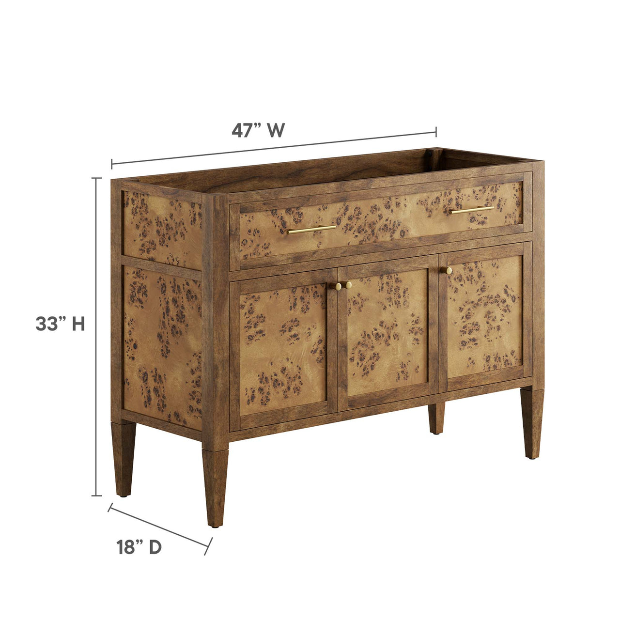 Elaria Vanity Base with Storage, Extra Large, Brown
