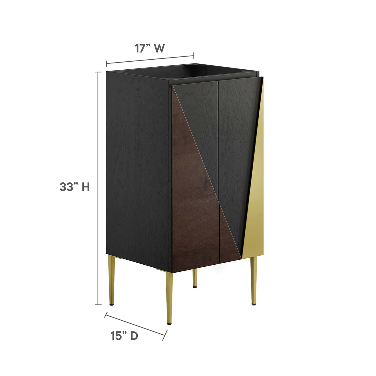 Auror Vanity Base with Storage, Extra Small, Black & Gold