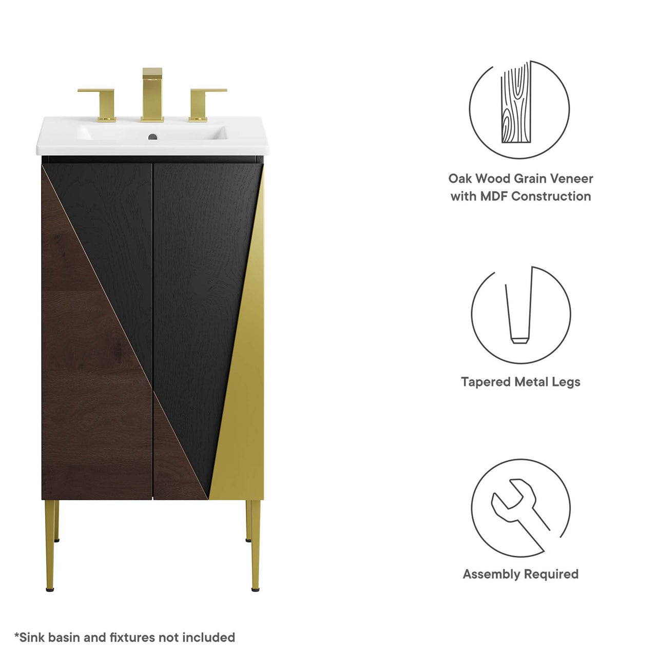 Auror Vanity Base with Storage, Extra Small, Black & Gold