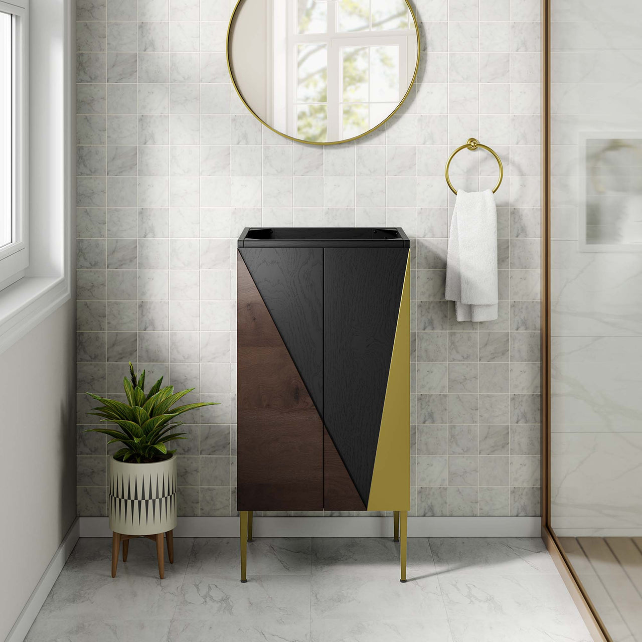 Auror Vanity Base with Storage, Extra Small, Black & Gold
