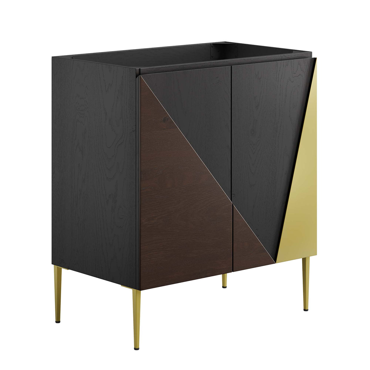 Auror Vanity Base with Storage, Medium, Black & Gold