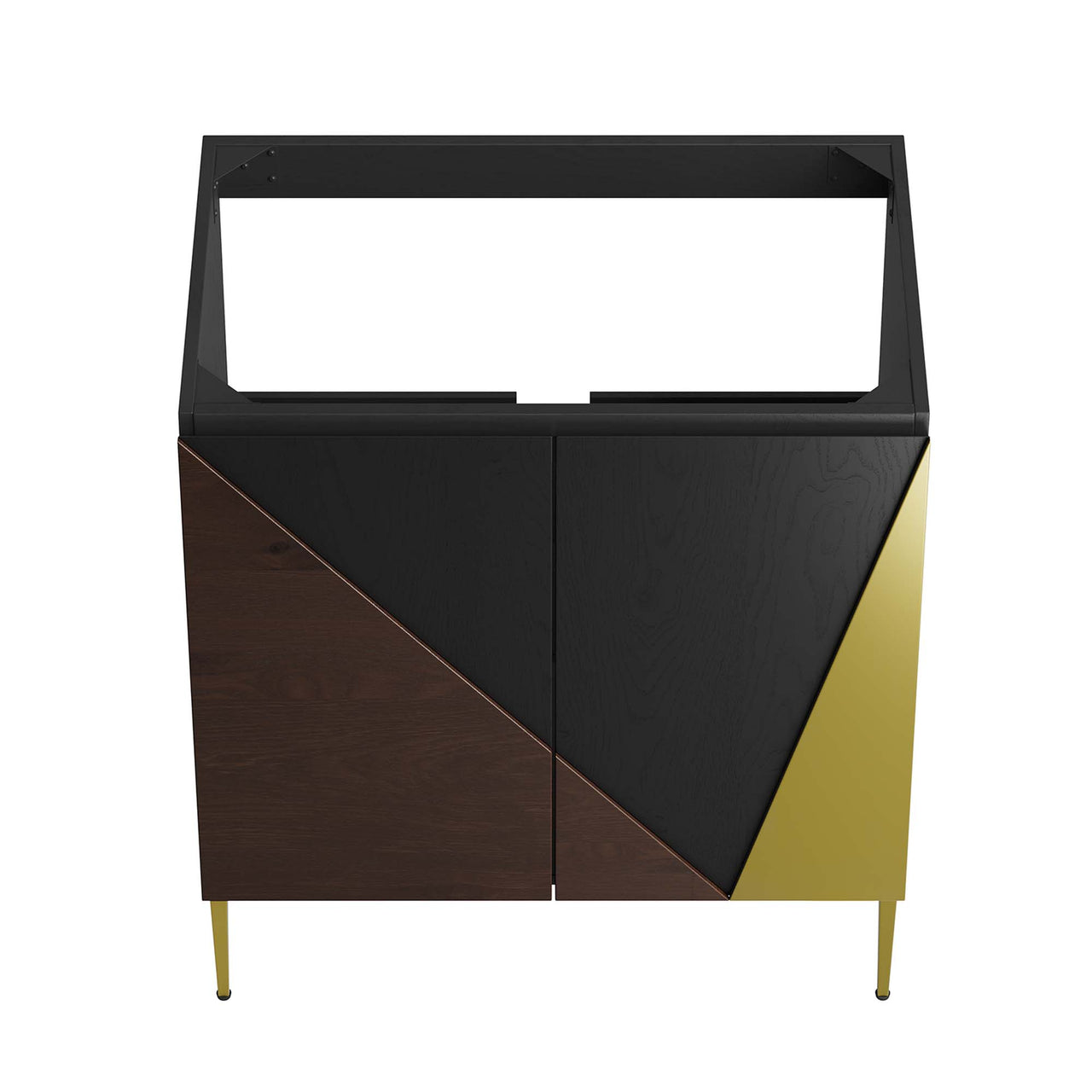 Auror Vanity Base with Storage, Medium, Black & Gold