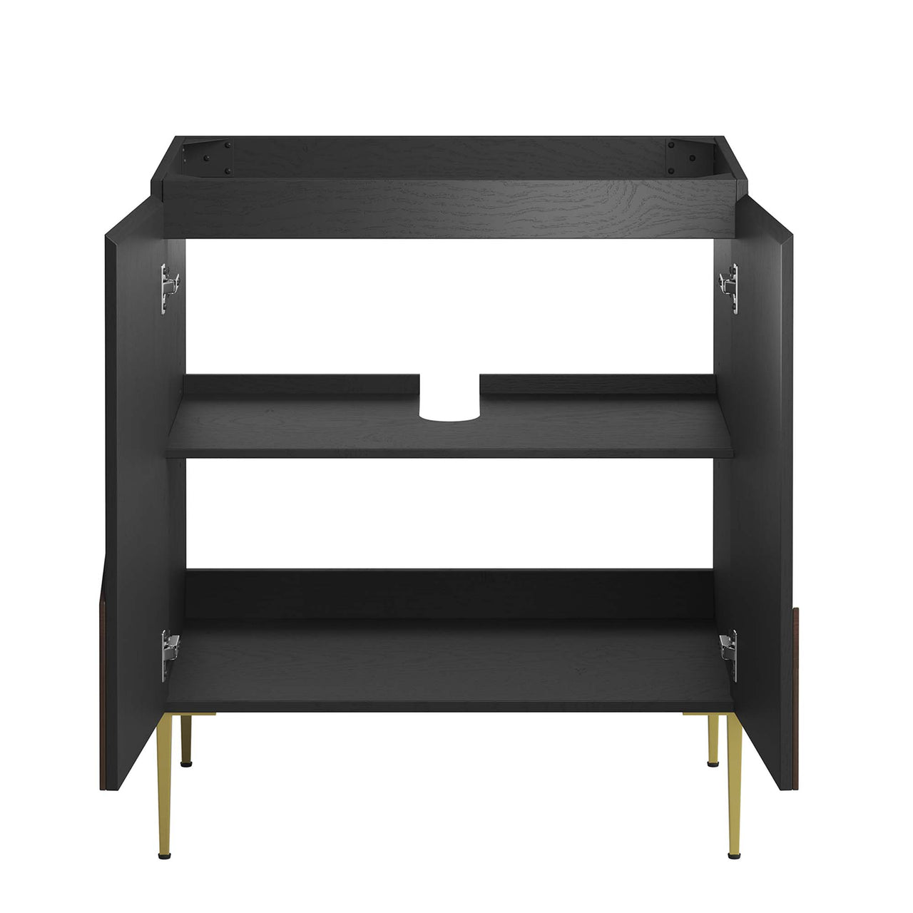 Auror Vanity Base with Storage, Medium, Black & Gold