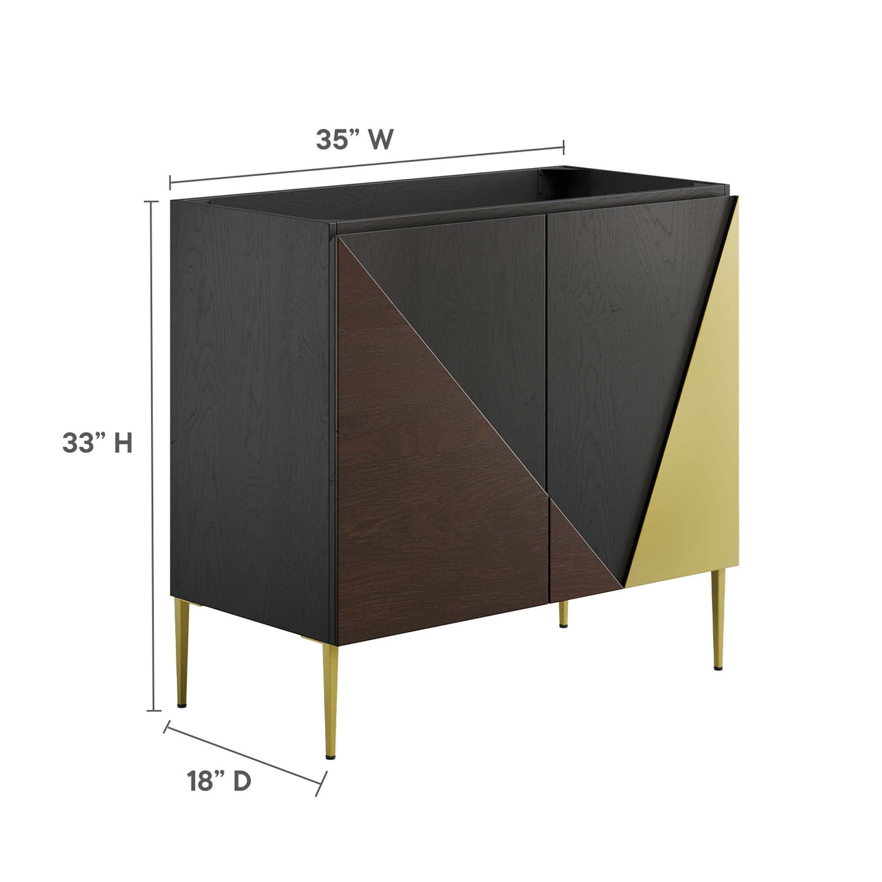 Auror Vanity Base with Storage, Large, Black & Gold