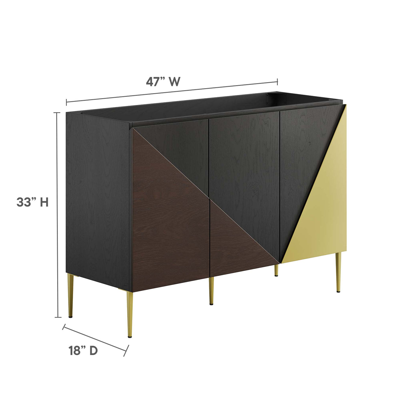 Auror Vanity Base with Storage, Extra Large, Black & Gold