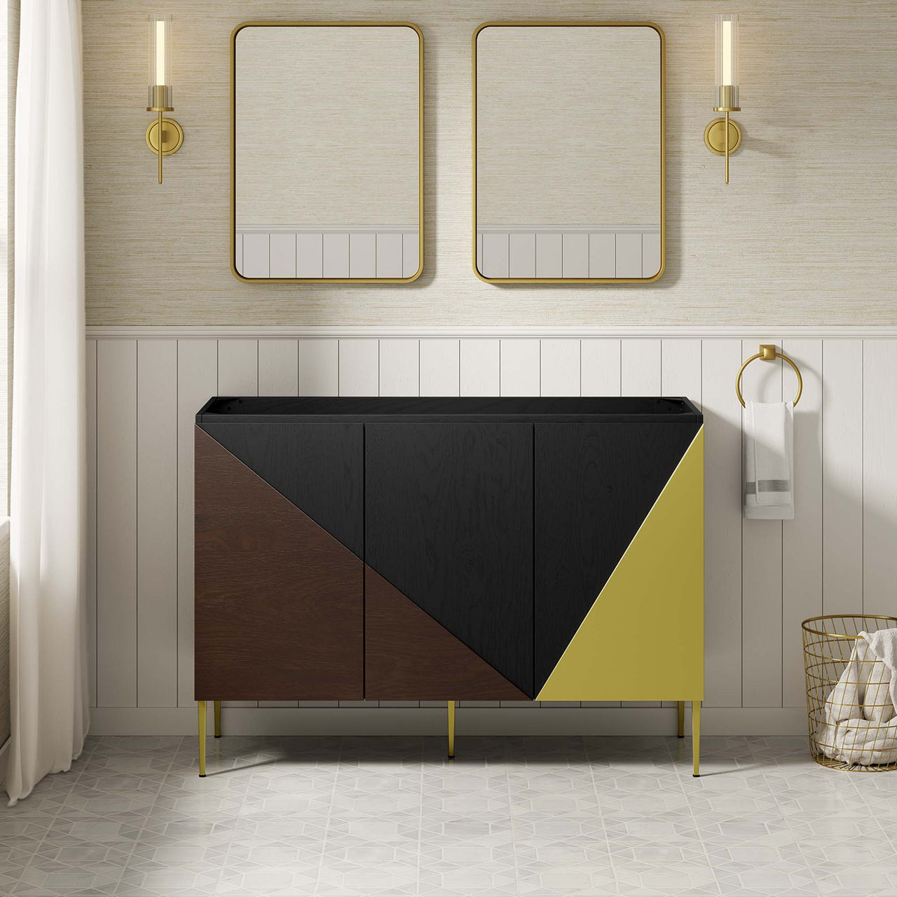 Auror Vanity Base with Storage, Extra Large, Black & Gold