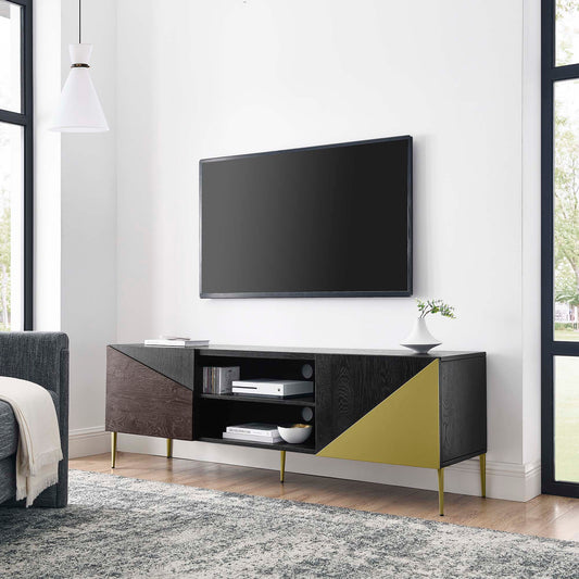 Auror 72" TV Stand, Black & Gold