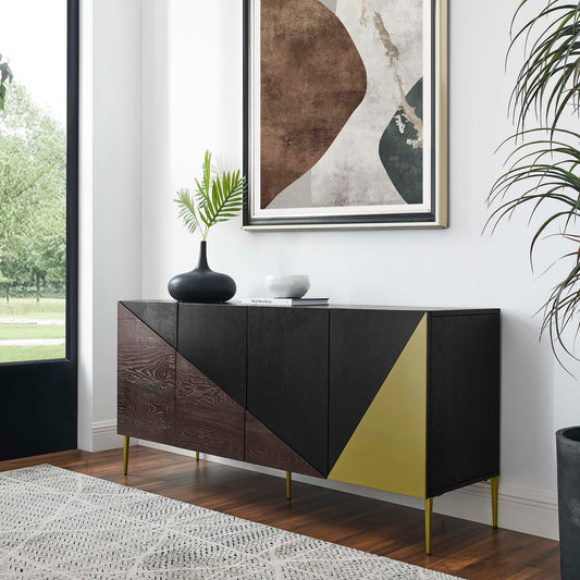 Auror Storage Cabinet Sideboard, Black & Gold