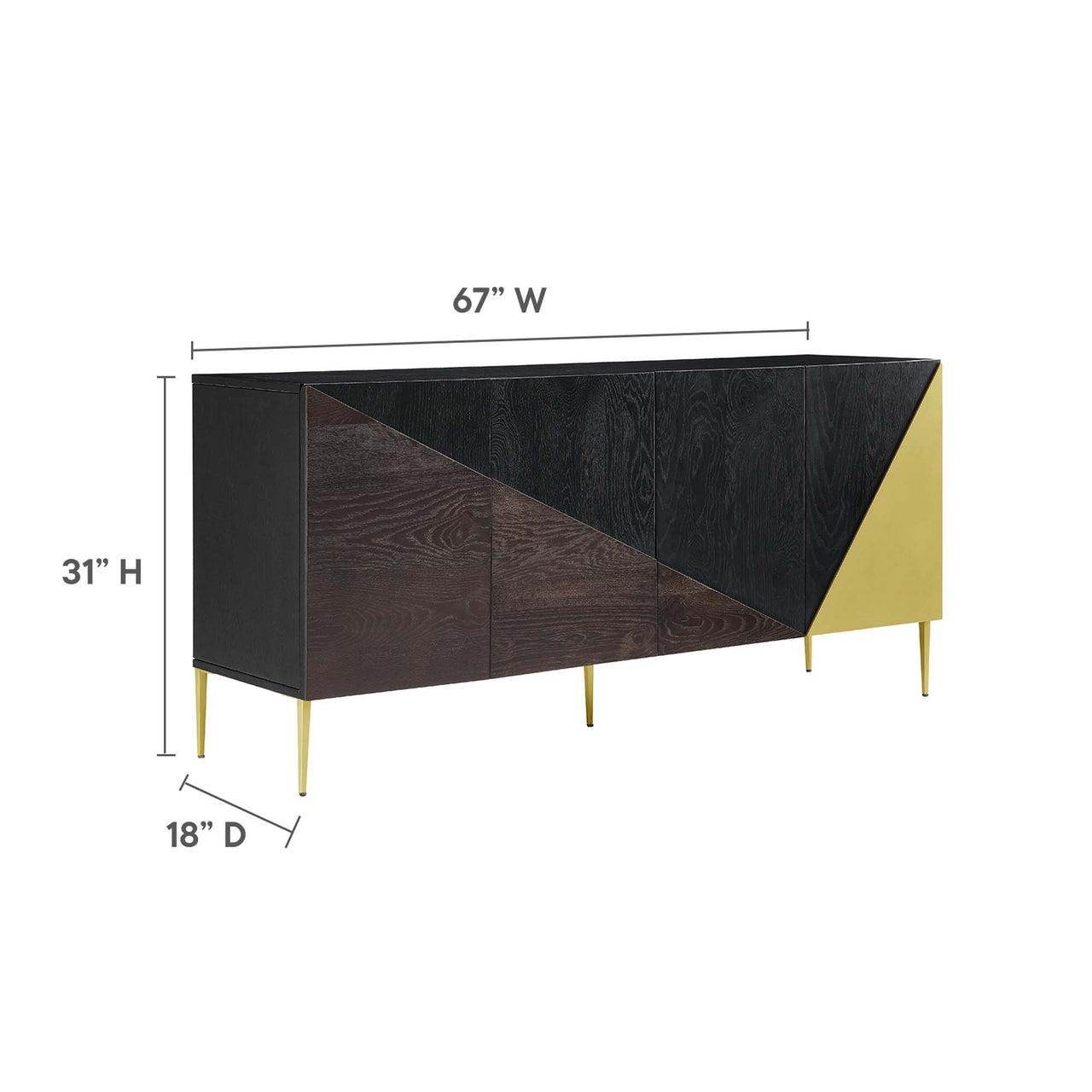 Auror Storage Cabinet Sideboard, Black & Gold