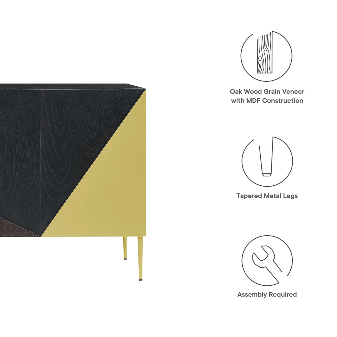 Auror Storage Cabinet Sideboard, Black & Gold