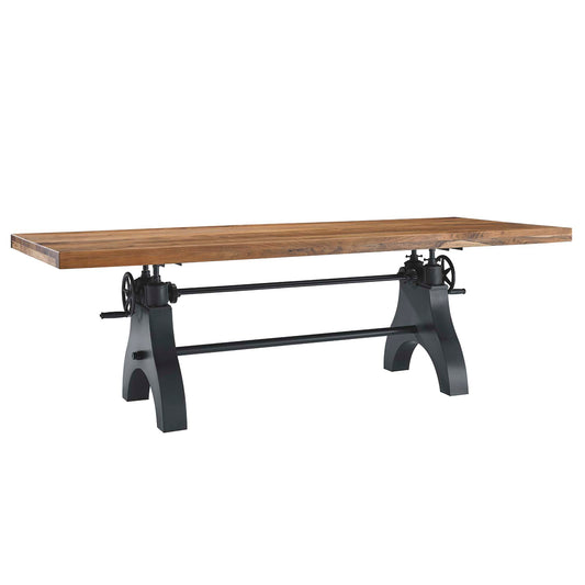 Genuine 96" Crank Adjustable Height Dining and Conference Table, Black & Natural Wood