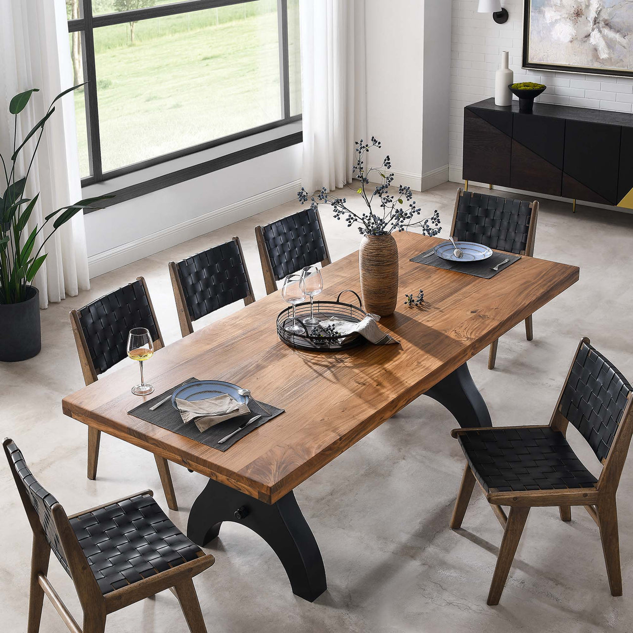 Ironvale Dining | Conference Table, Black & Natural Wood