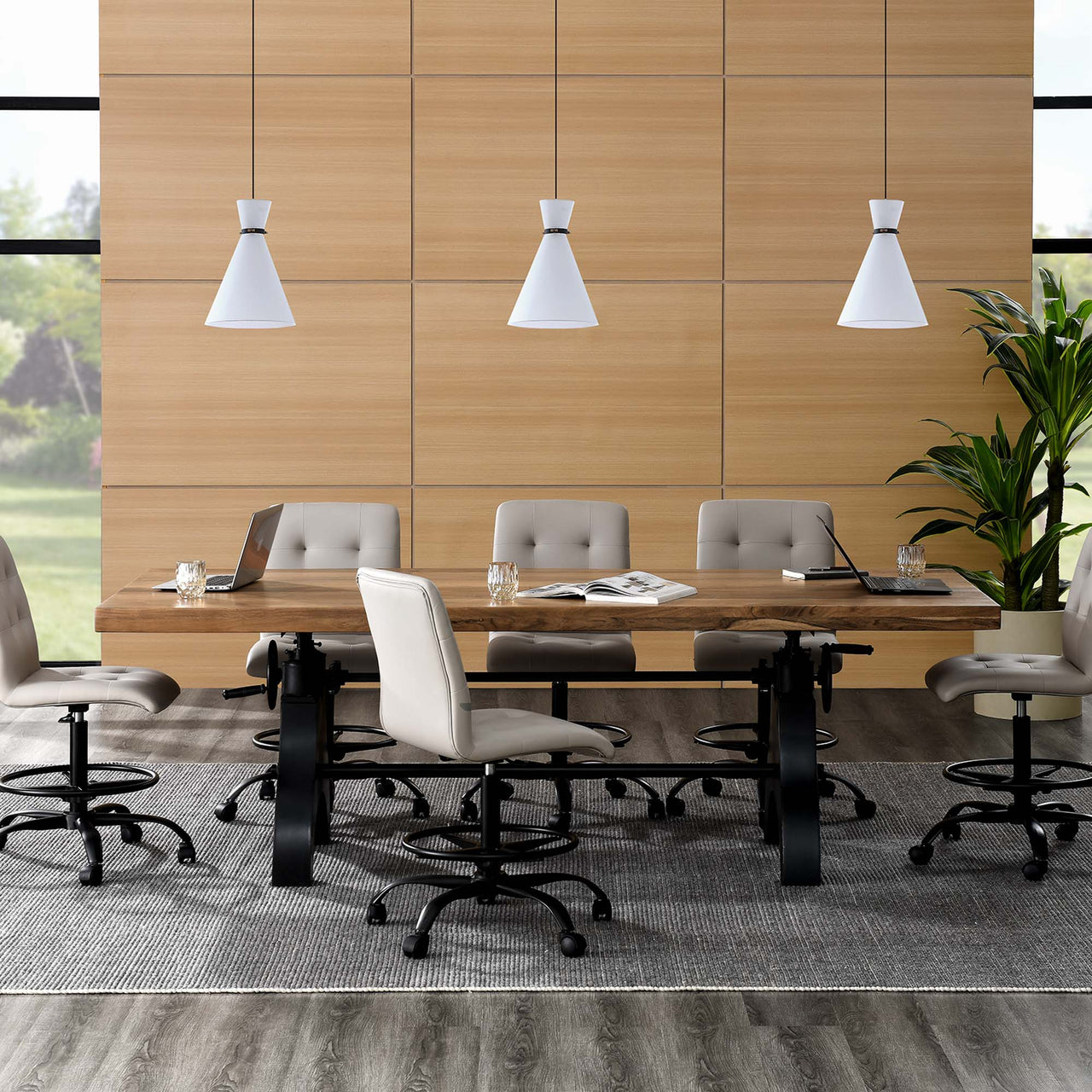 Ironvale Dining | Conference Table, Black & Natural Wood