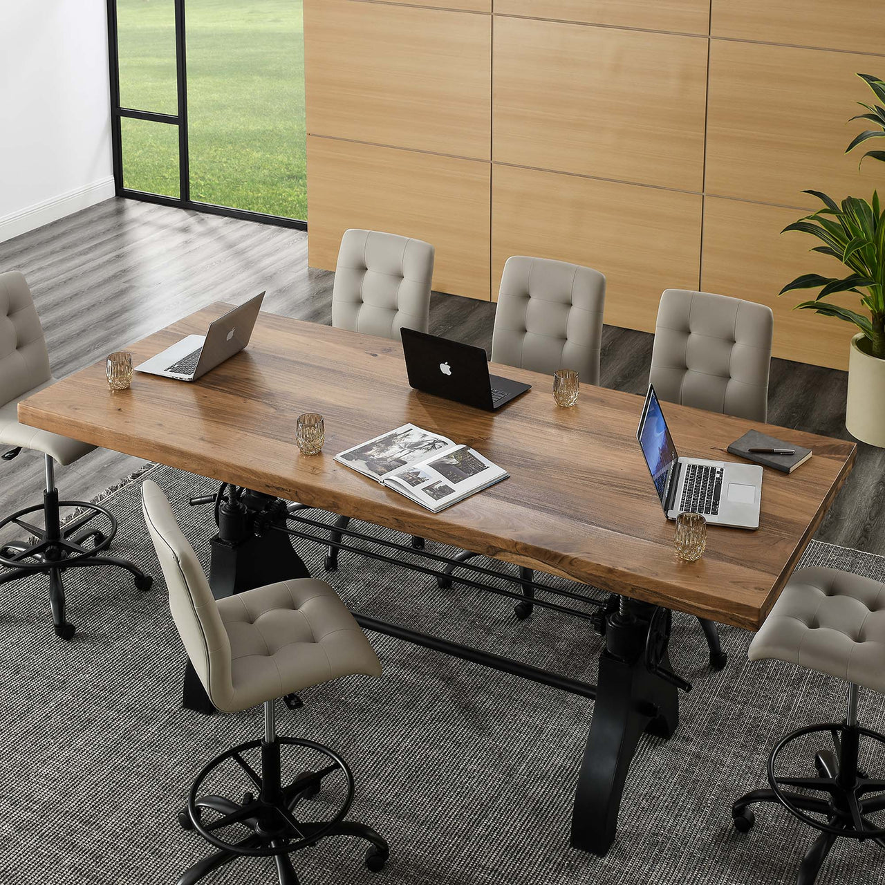 Ironvale Dining | Conference Table, Black & Natural Wood