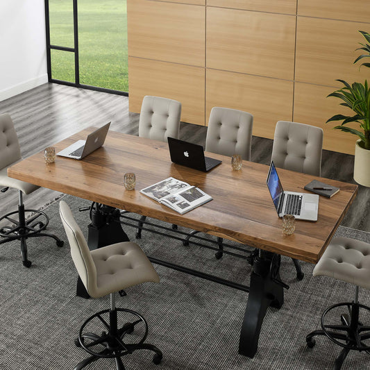 Ironvale Dining | Conference Table, Black & Natural Wood
