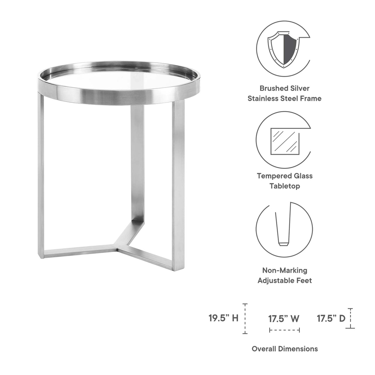 Peace Side Table, Silver