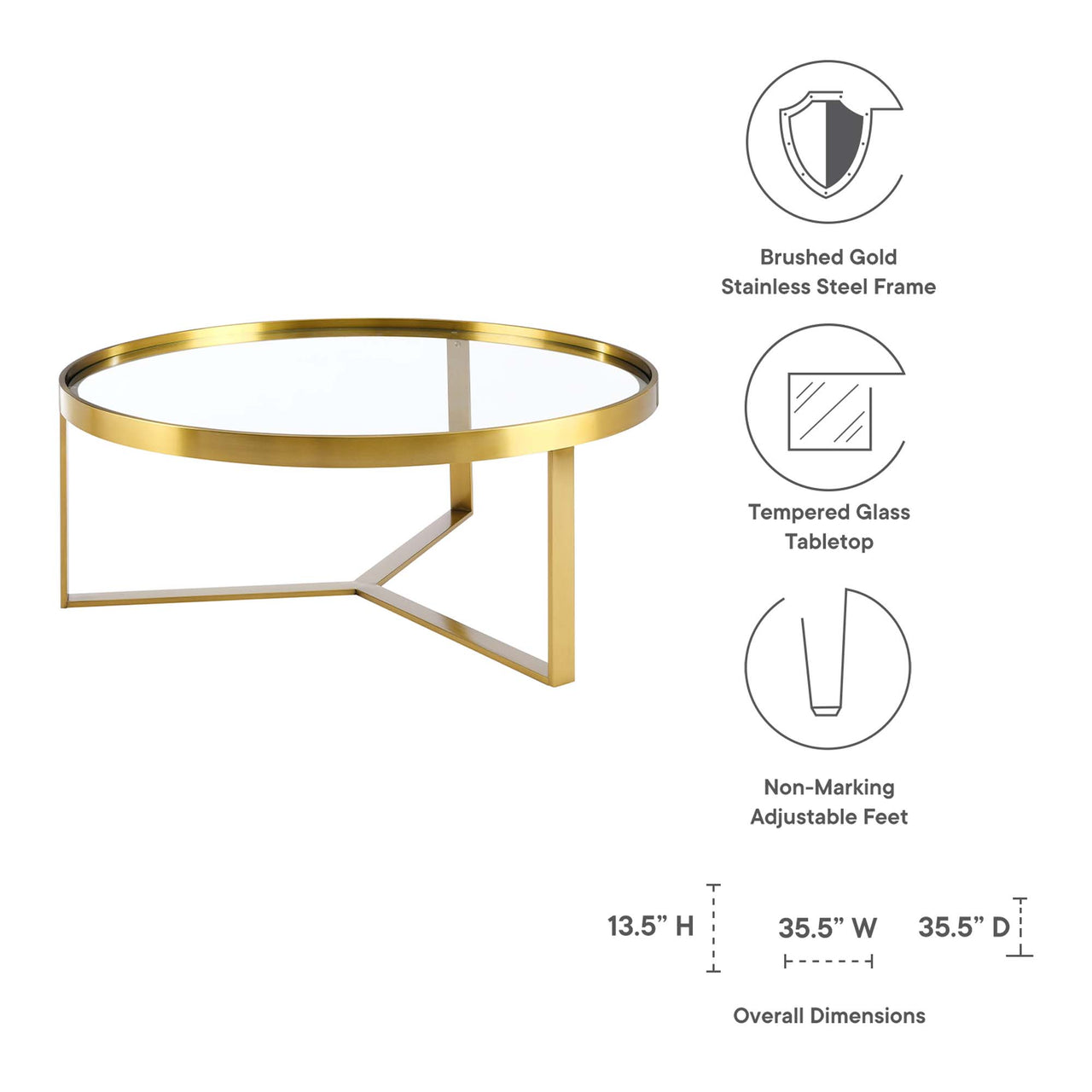 Peace Coffee Table, Gold