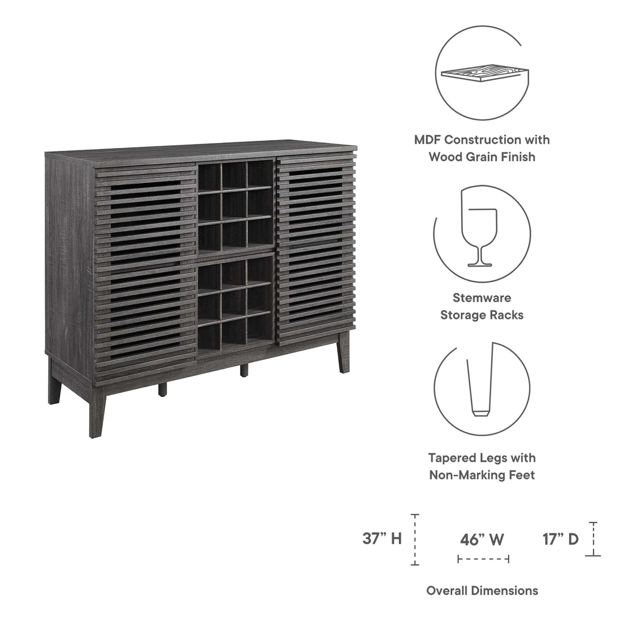 Ventra Bar Cabinet, Charcoal