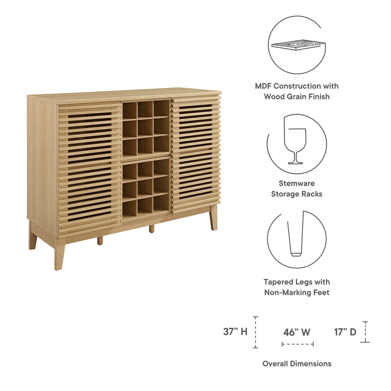 Ventra Bar Cabinet, Oak