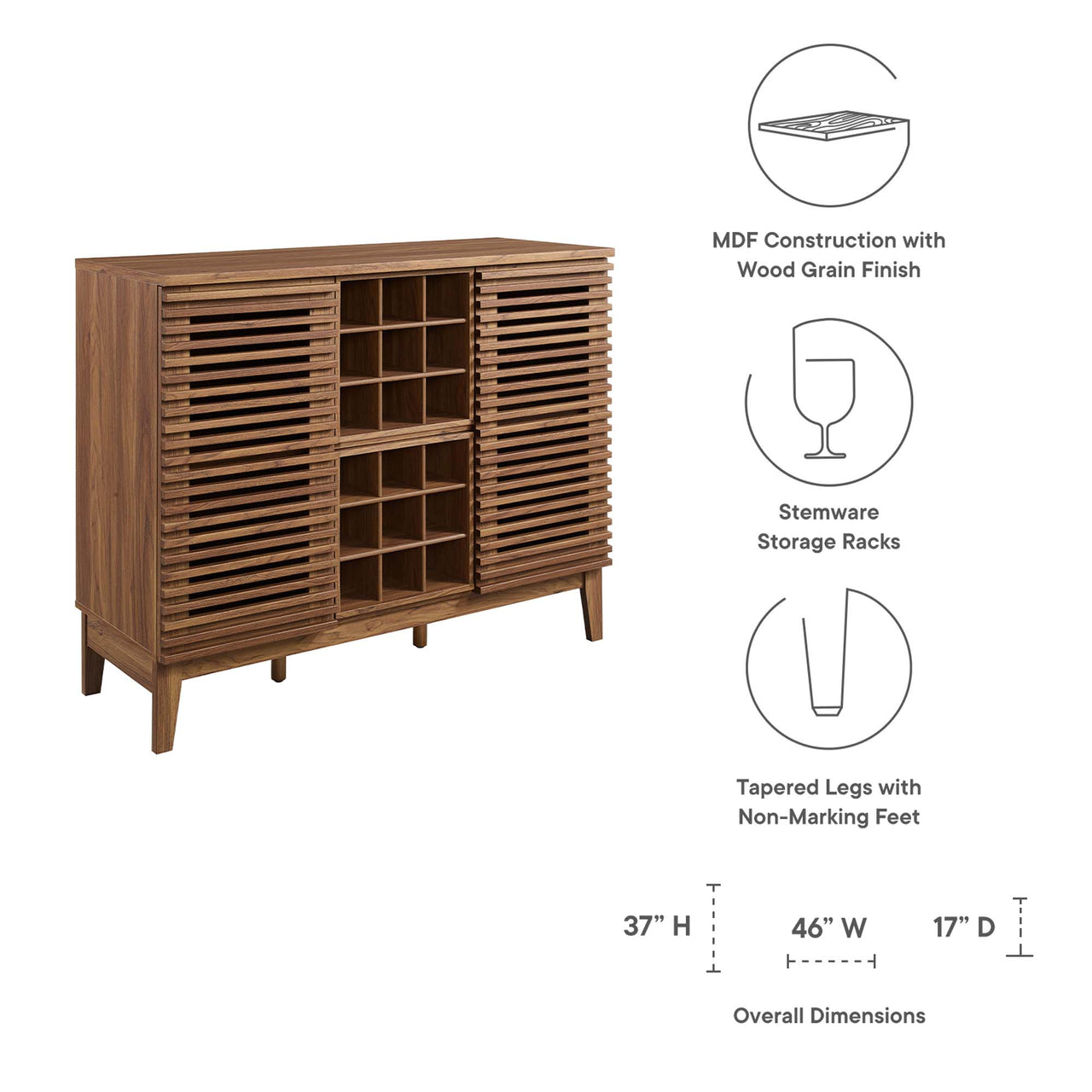 Ventra Bar Cabinet, Walnut