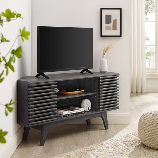 Ventra Corner TV Stand, Charcoal