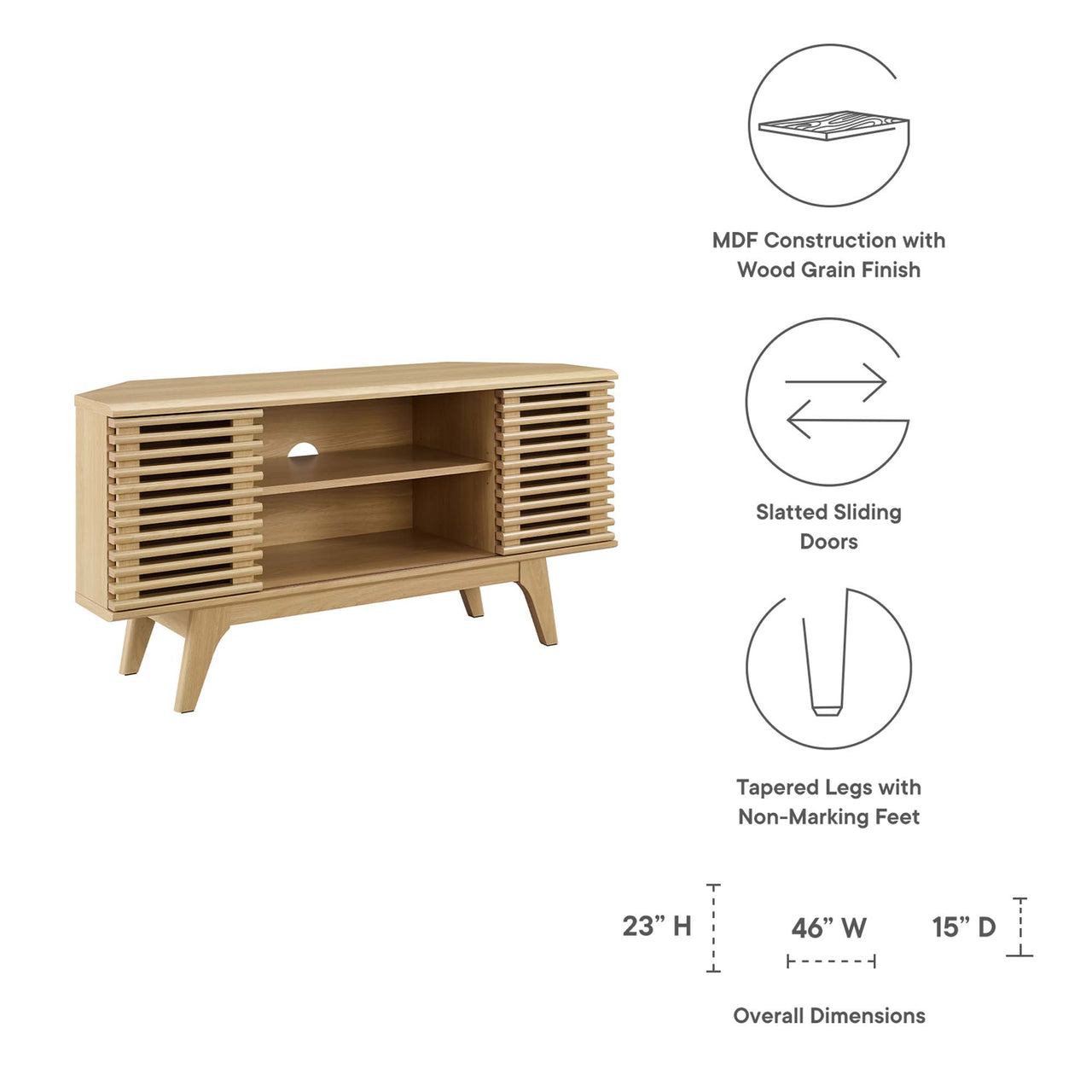 Ventra Corner TV Stand, Oak