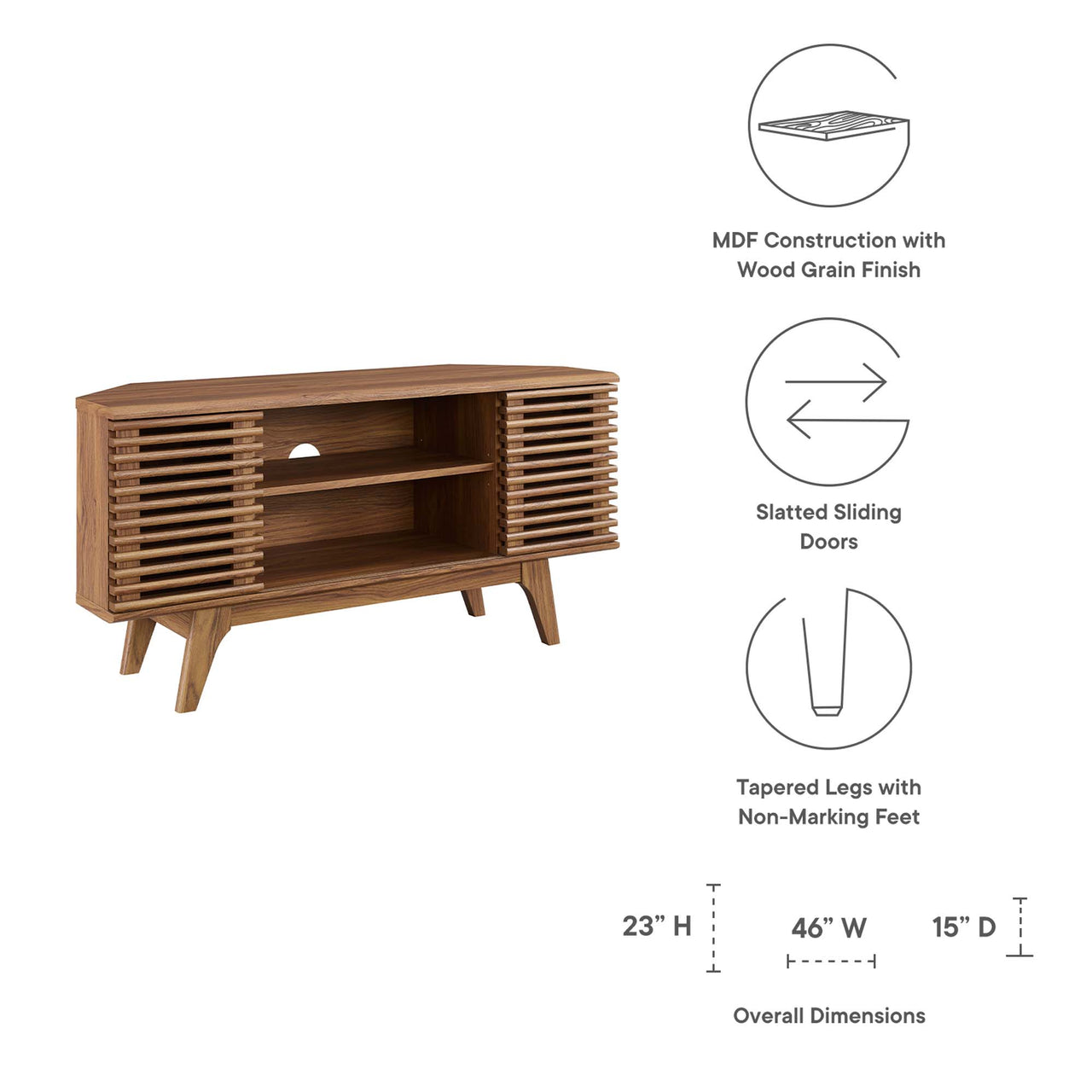 Ventra Corner TV Stand, Walnut