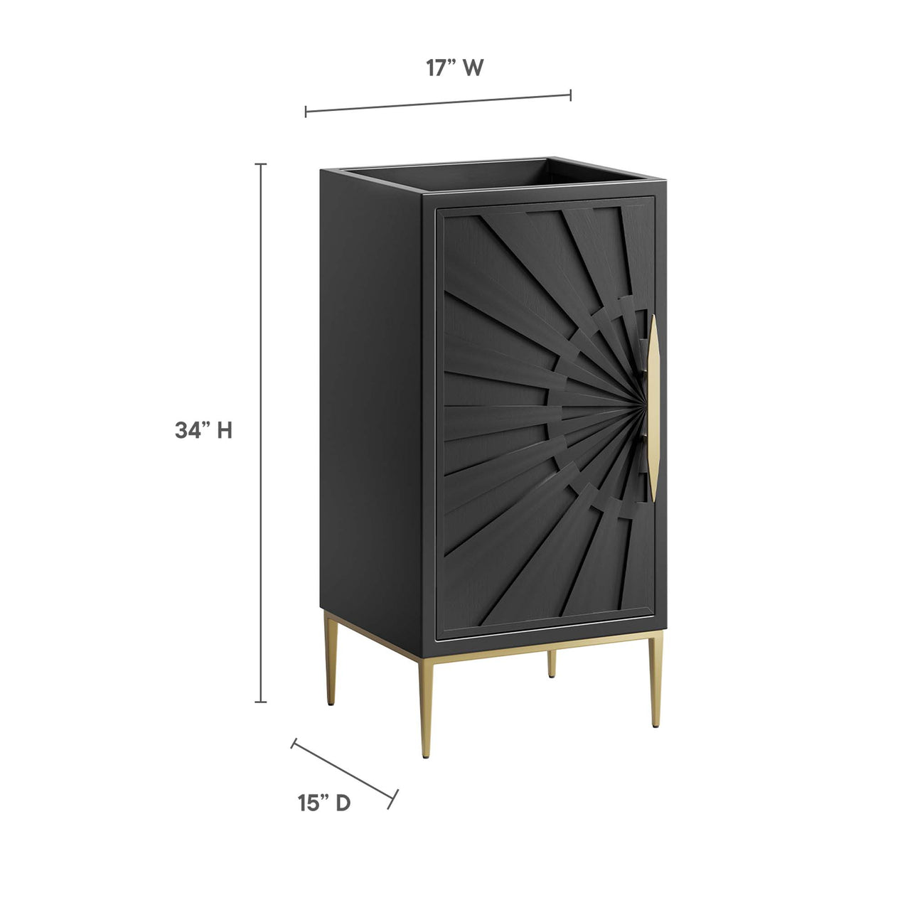 Solar Eclipse Vanity Base with Storage, Extra Small, Black