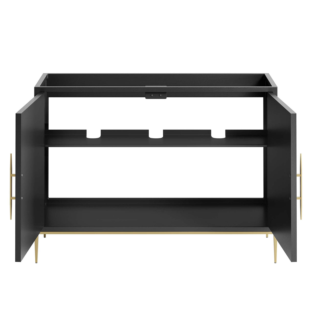 Solar Eclipse Vanity Base with Storage (Single | Double Sink Compatible), Extra Large, Black