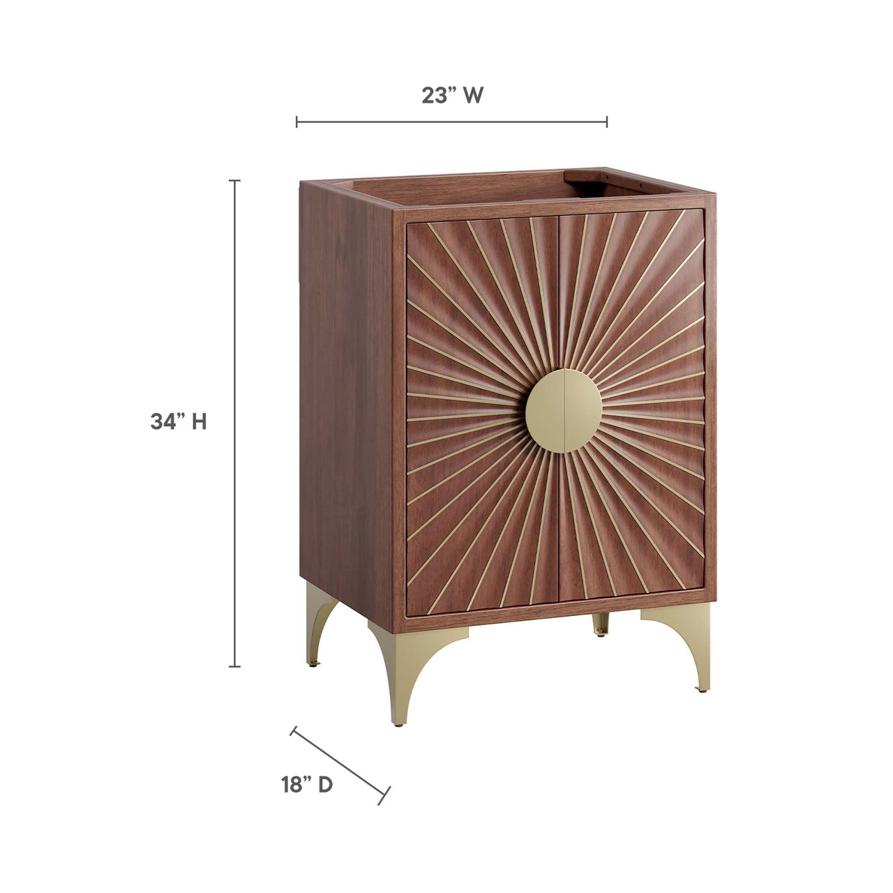 Sol Vanity Base with Storage, Small, Walnut