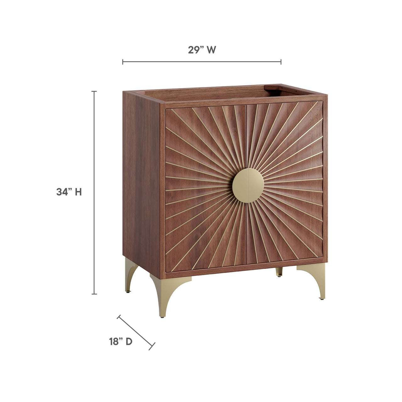 Sol Vanity Base with Storage, Medium, Walnut