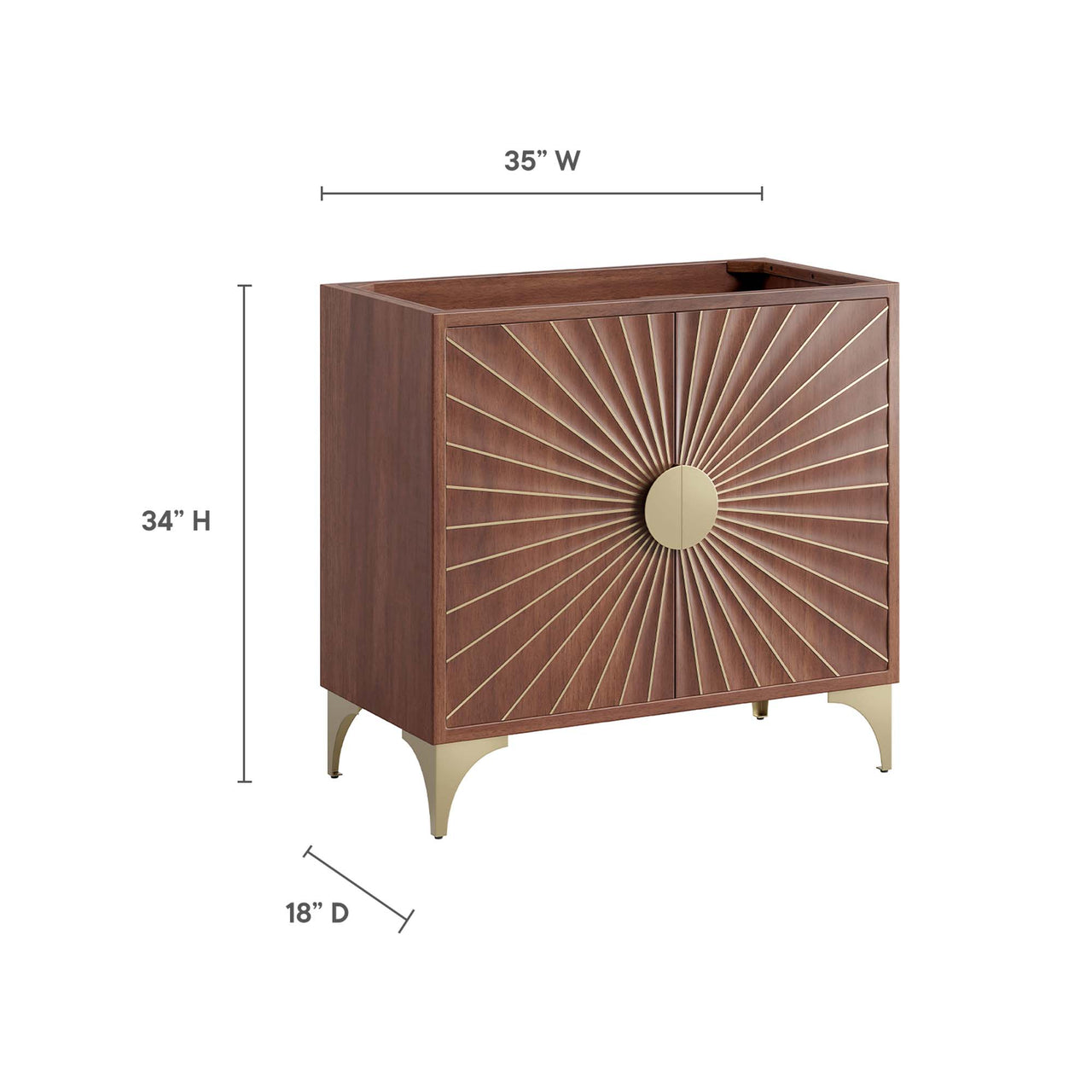 Sol Vanity Base with Storage, Large, Walnut