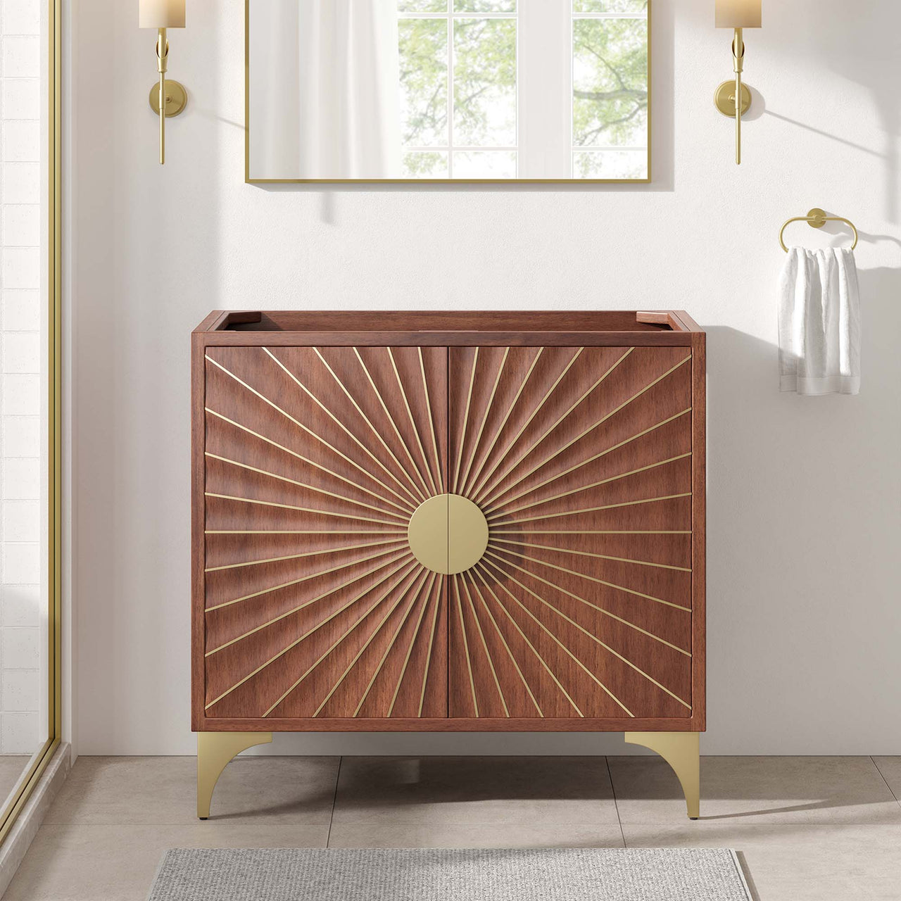 Sol Vanity Base with Storage, Large, Walnut