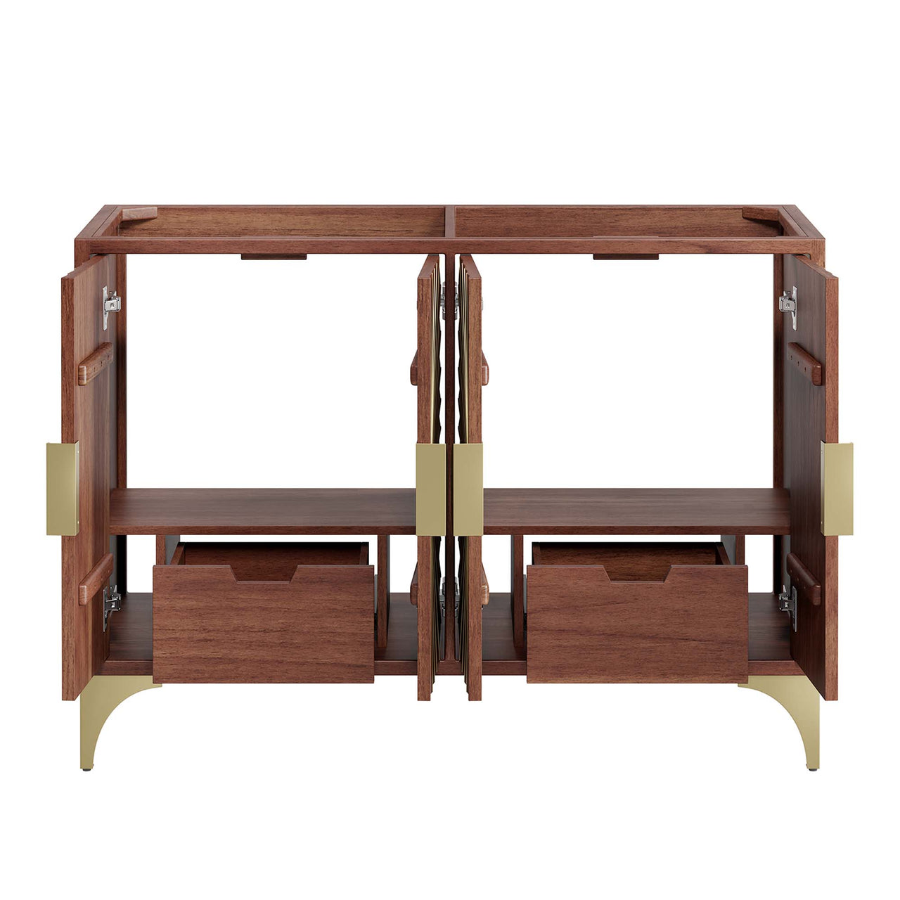 Sol Vanity Base with Storage (Double Sink Compatible), Extra Large, Walnut