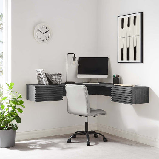 Ventra Wall Mount Corner Office Desk, Charcoal