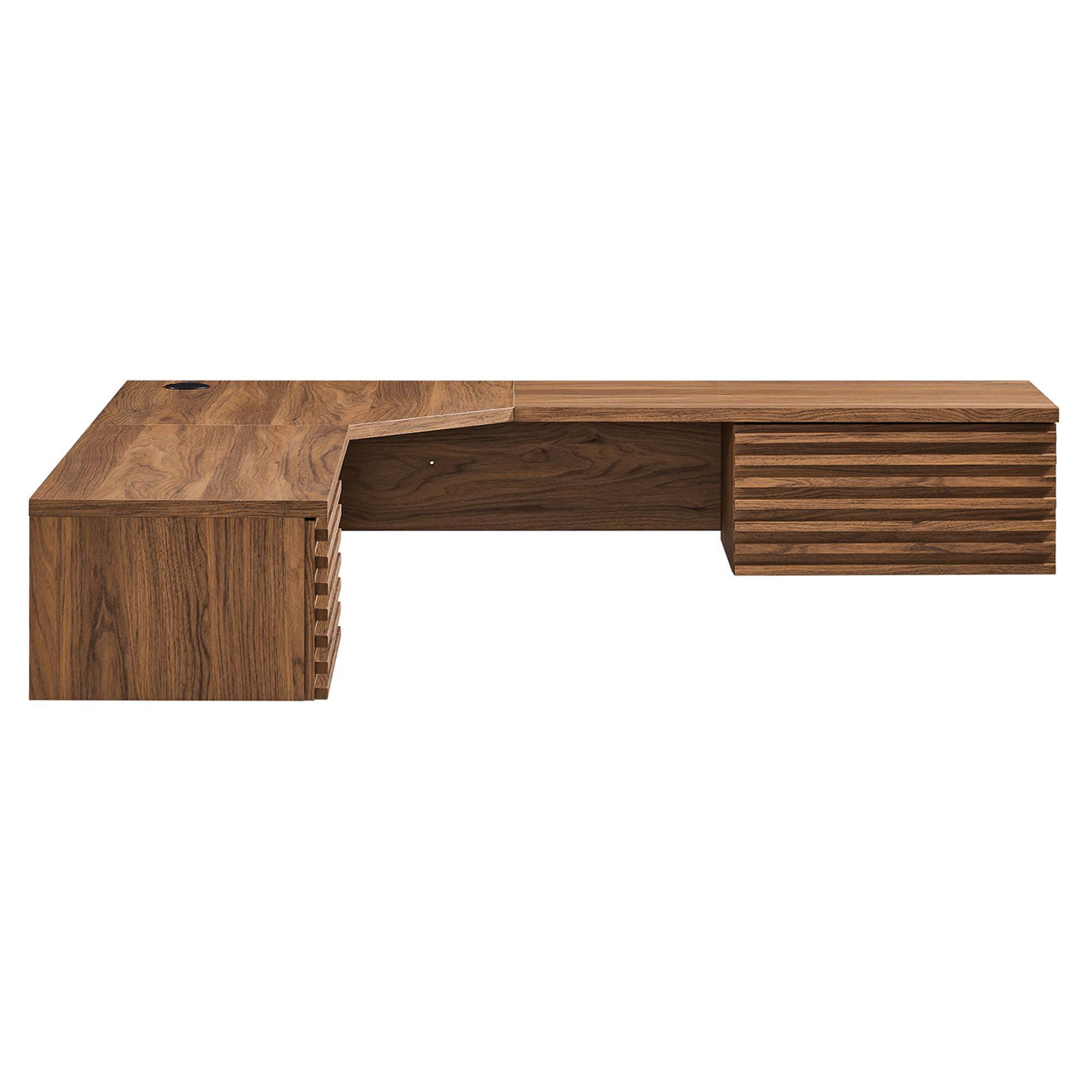 Ventra Wall Mount Corner Office Desk, Walnut