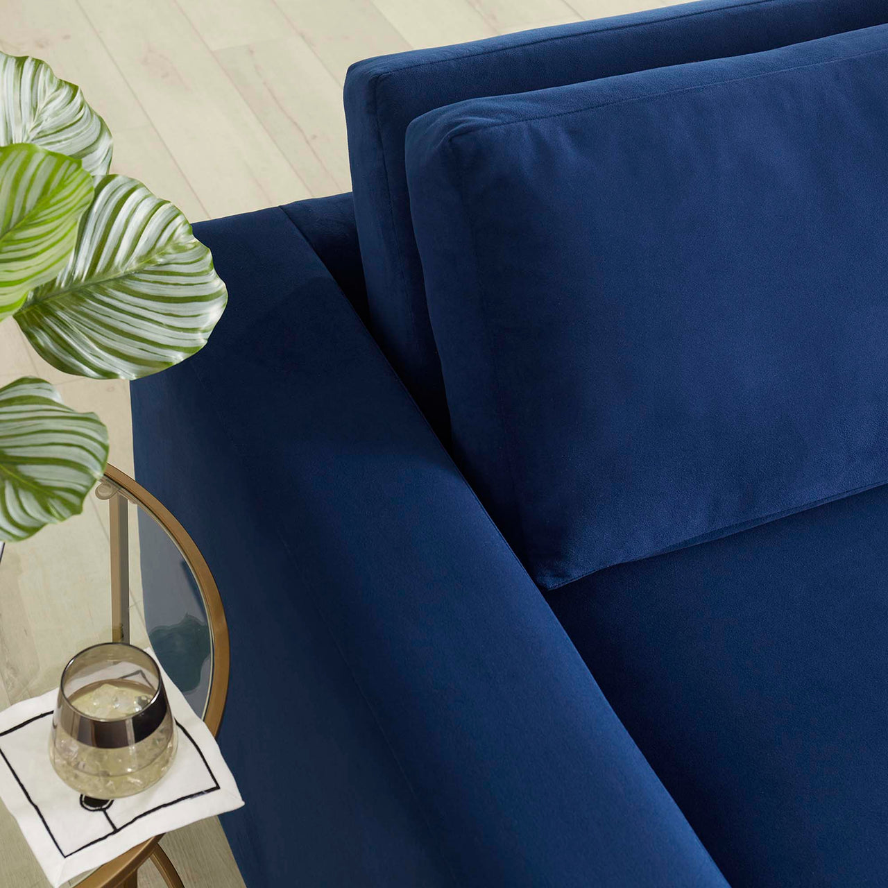 Renwick Upholstered Velvet Sofa, Navy