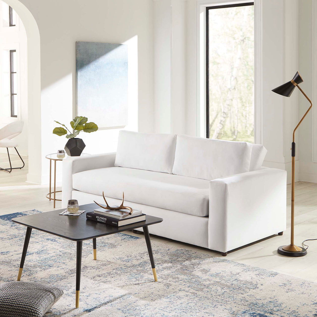 Renwick Upholstered Velvet Sofa, White